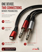 Pro 1st Type-C 2P/38 Dual 6.35mm (1/4") Jack to USB Type-C Professional Audio Cable — 2.0 Mtr