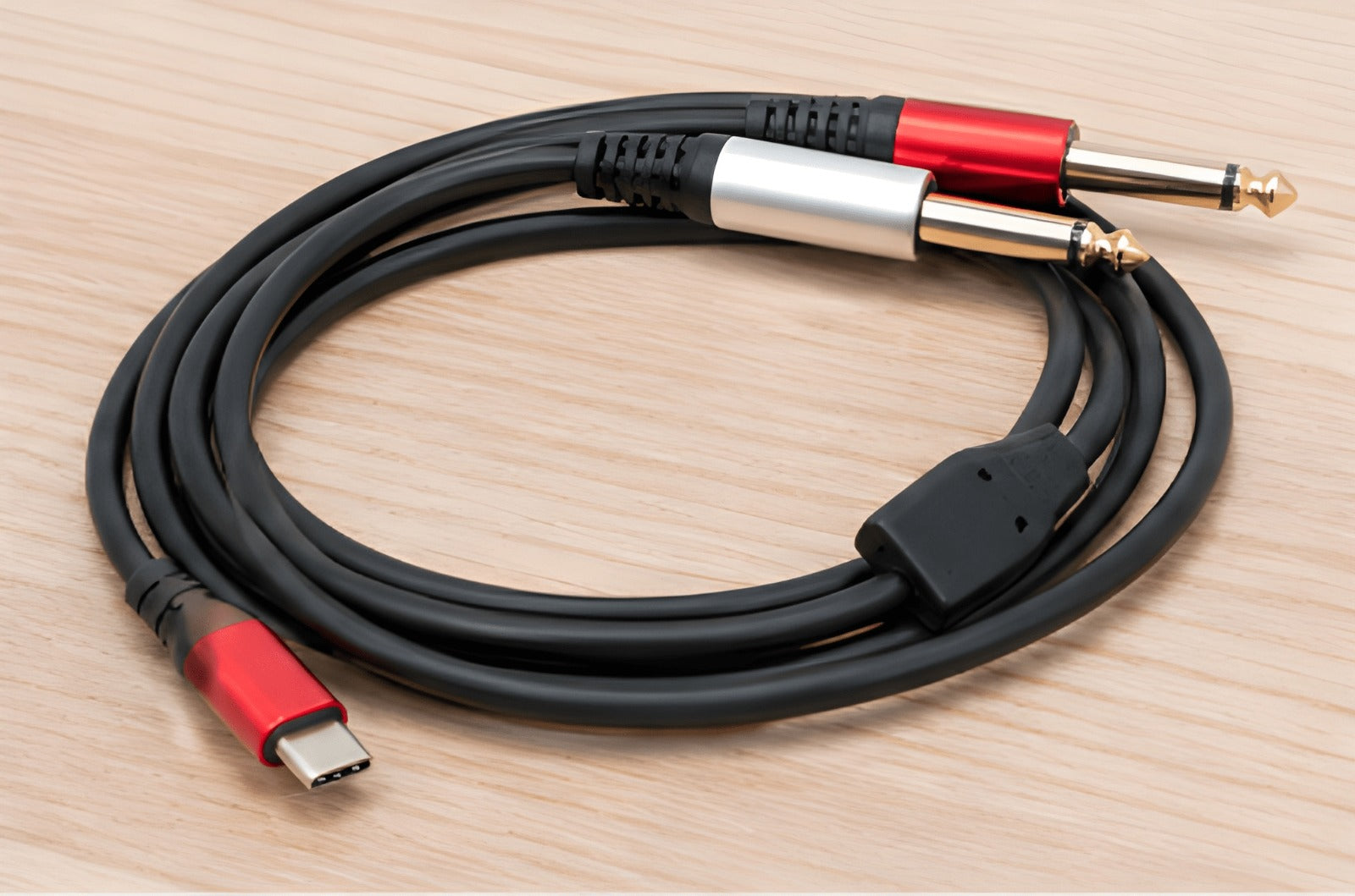 Pro 1st Type-C 2P/38 Dual 6.35mm (1/4") Jack to USB Type-C Professional Audio Cable — 2.0 Mtr