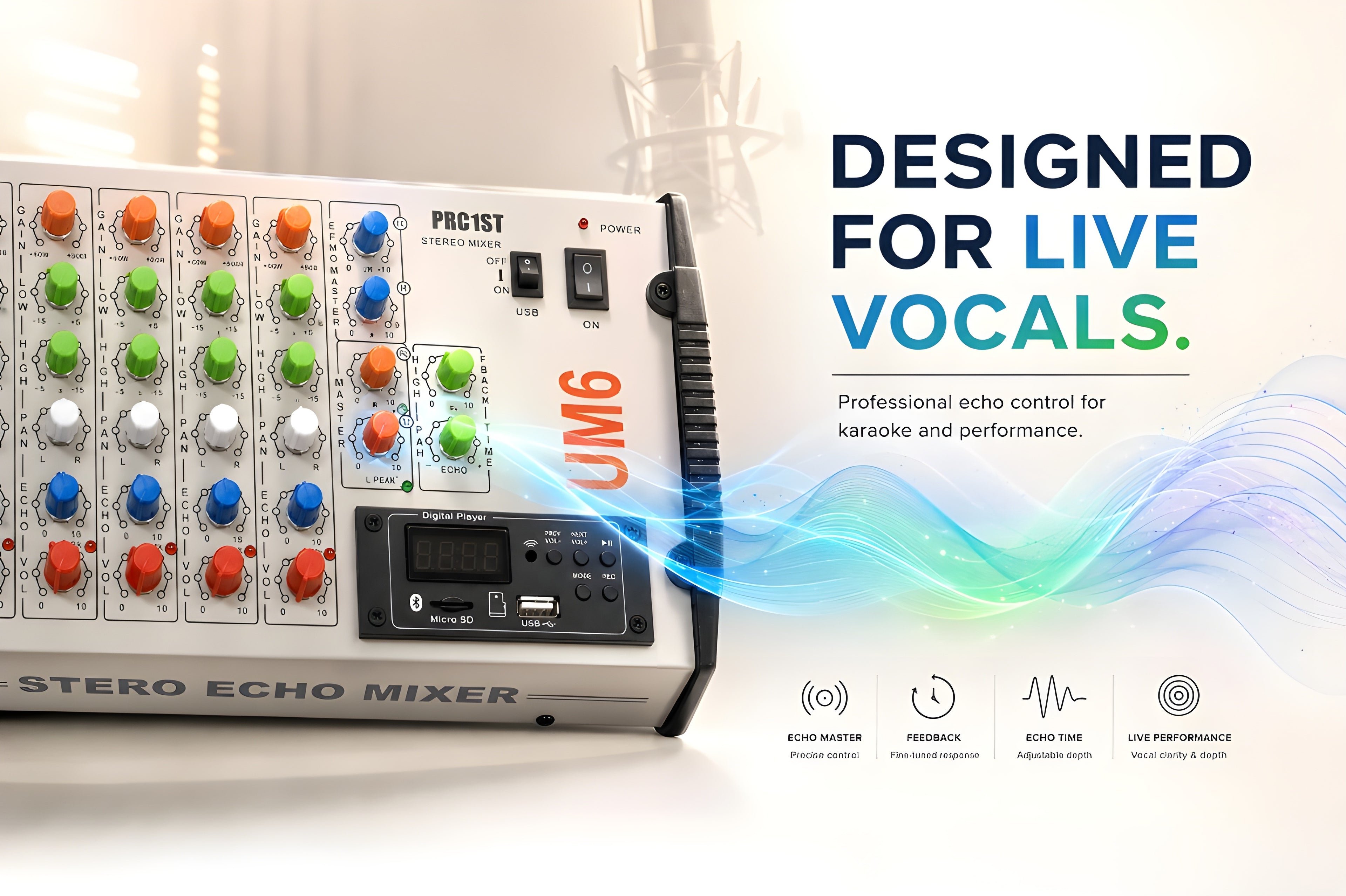 PRO-1ST Stereo Echo Audio Mixer