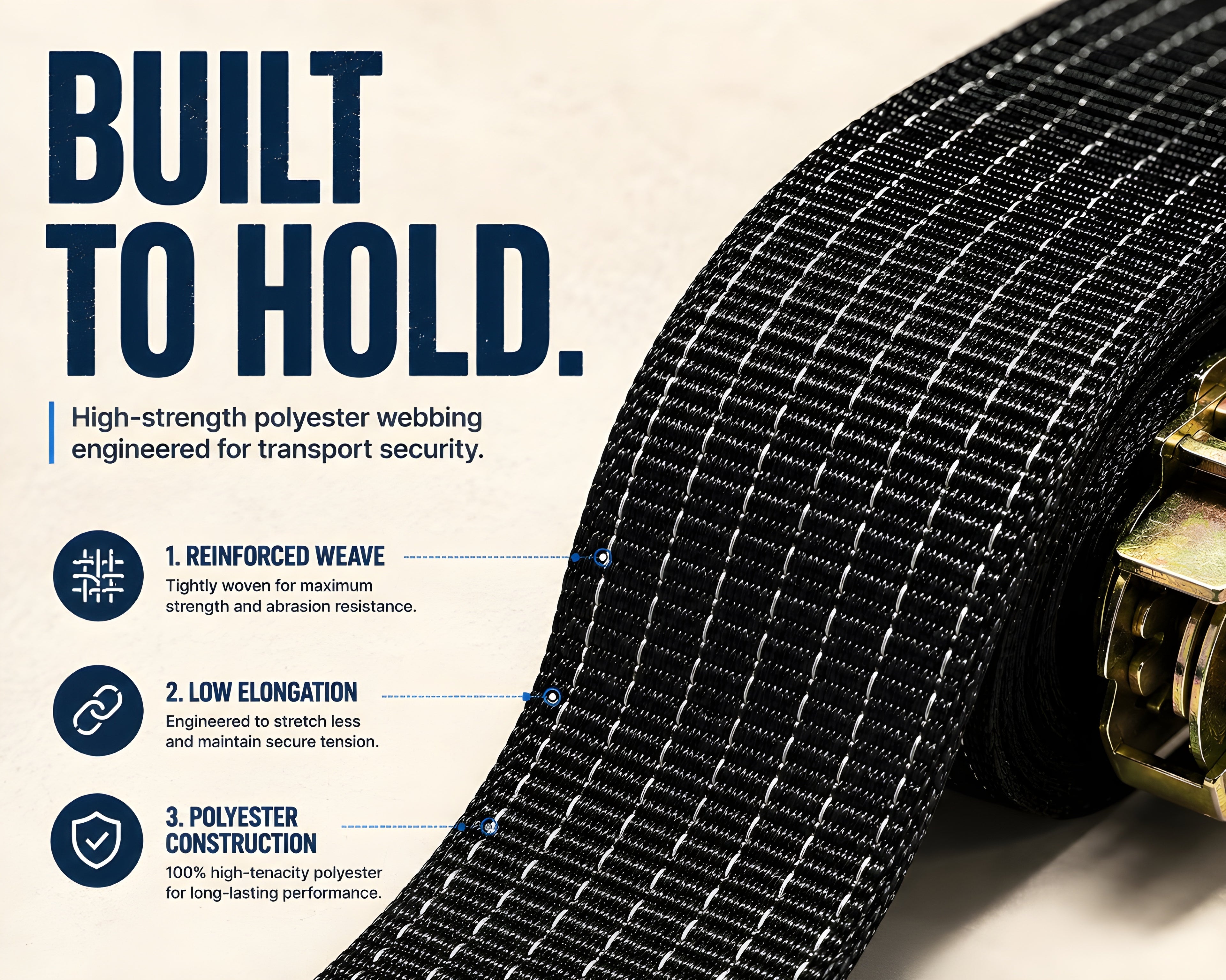 PRO-1ST Heavy Duty Ratchet Tie Down Strap with Double J Hook