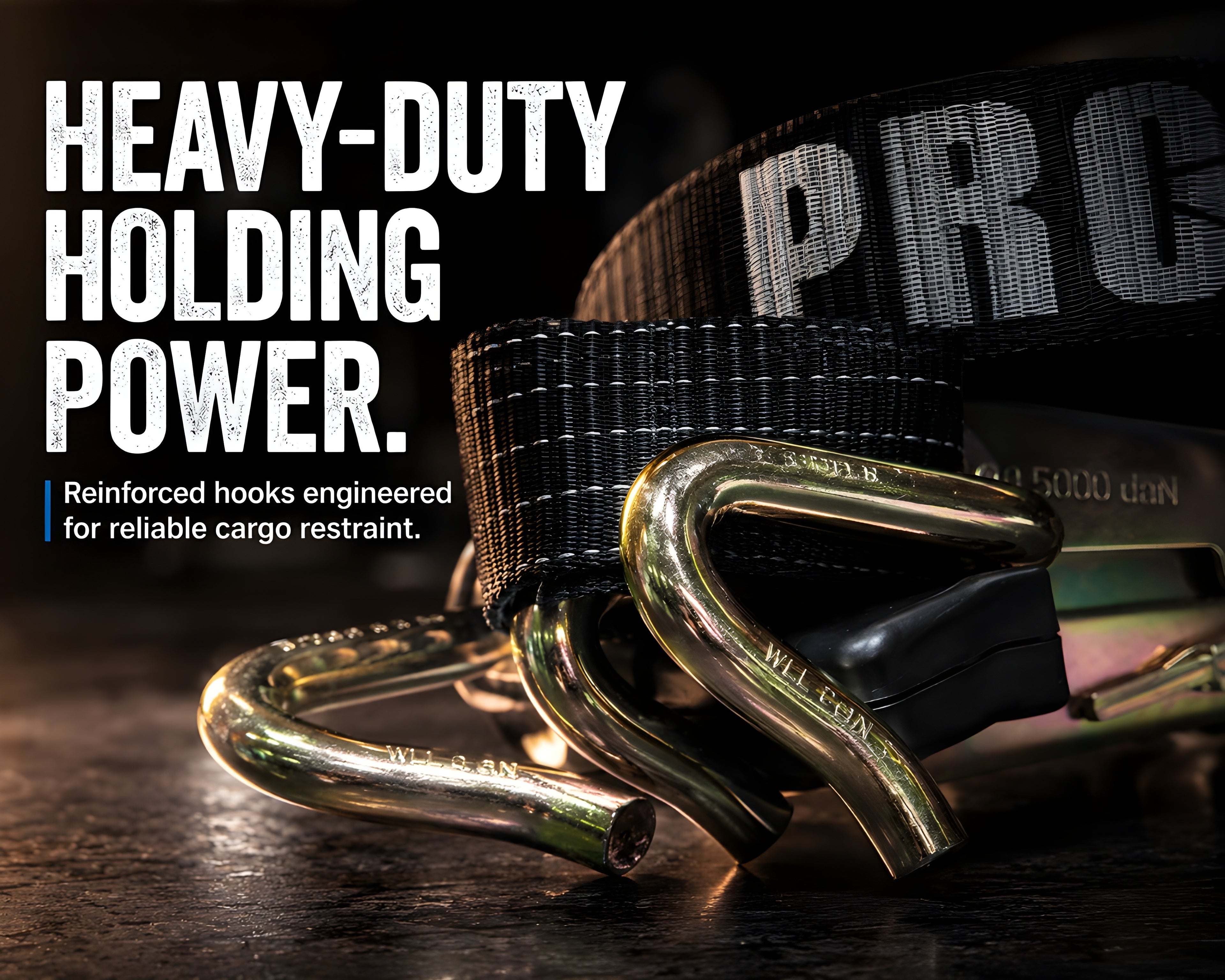 PRO-1ST Heavy Duty Ratchet Tie Down Strap with Double J Hook