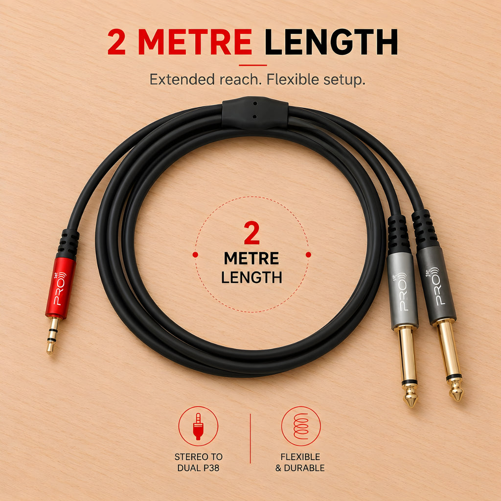 PRO-1ST 3.5mm Stereo to Dual 6.35mm Mono Audio Cable