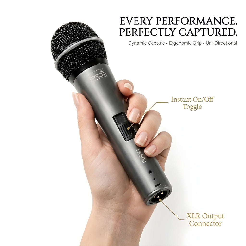 Pro 1st TK600 Professional Uni-Directional Dynamic Microphone with Mic Clip & XLR Cable