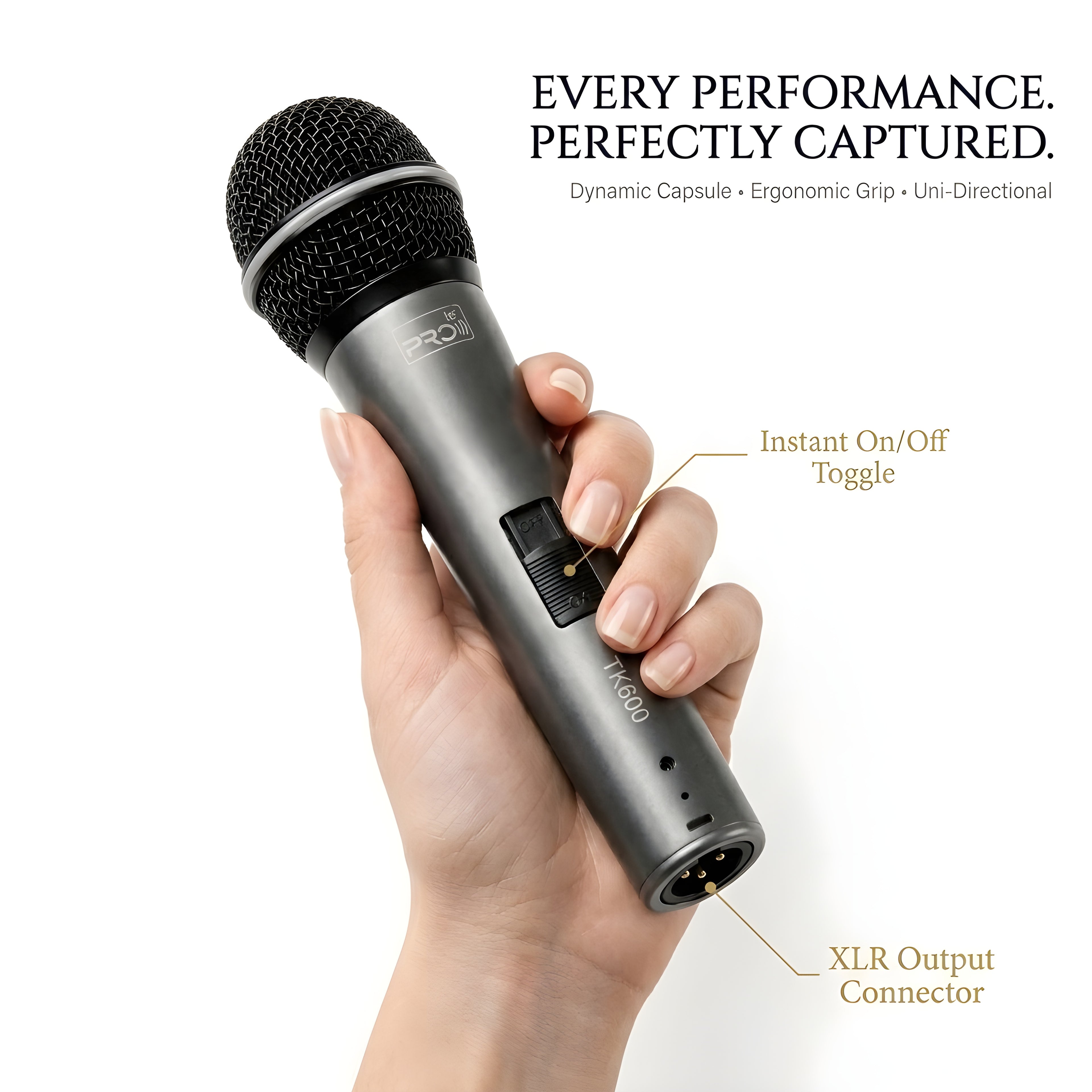 Pro 1st TK600 Professional Uni-Directional Dynamic Microphone with Mic Clip & XLR Cable