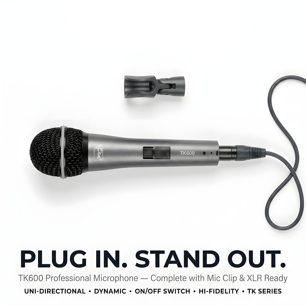 Pro 1st TK600 Professional Uni-Directional Dynamic Microphone with Mic Clip & XLR Cable